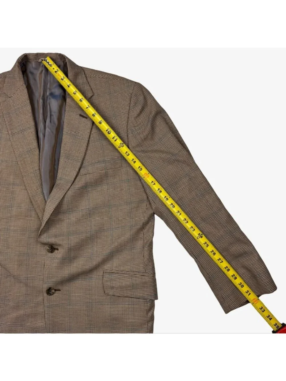 Innocenti Men’s Bespoke Custom Surgeons Cuffs Blazer Brown Windowpane • 44R